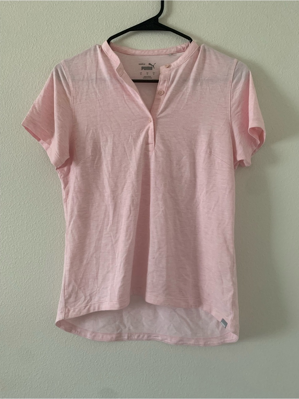Puma Women's Soft Pink Short Sleeve Henley Tee